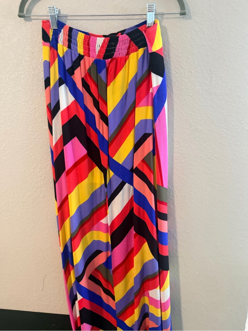 Women’s Express Multicolor Chevron Maxi Skirt - Vibrant Stripe Pattern
